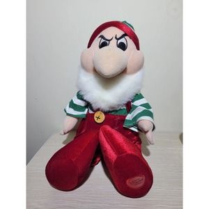 Disney Store Grumpy Holiday Christmas Elf Snow White and the 7 Dwarfs Stuffed Pl